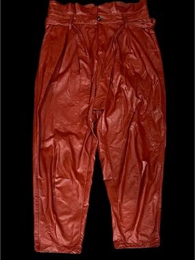 Women’s Who What‎ Wear Size 10 Brown/Orange Faux Leather Pants.